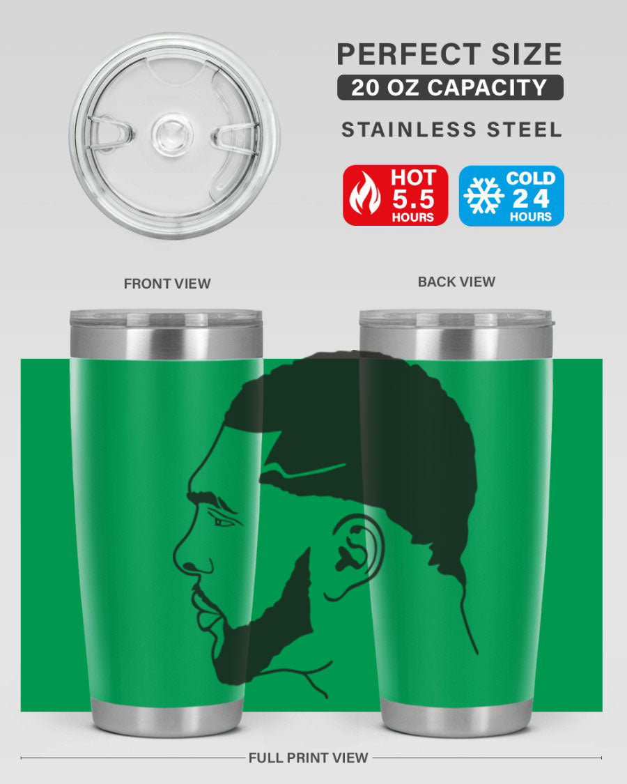 Beardman 55# black tumbler featuring double wall vacuum stainless steel design, perfect for hot and cold beverages.