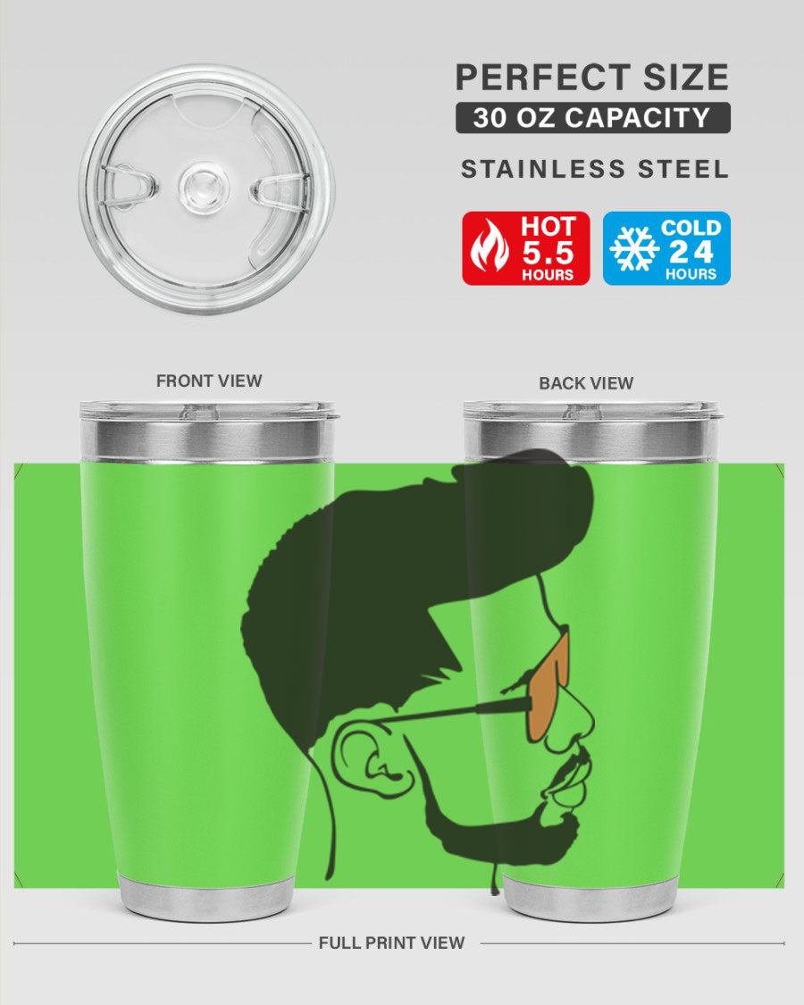 Beardman 50# black tumbler with double wall vacuum insulation, perfect for hot and cold beverages.