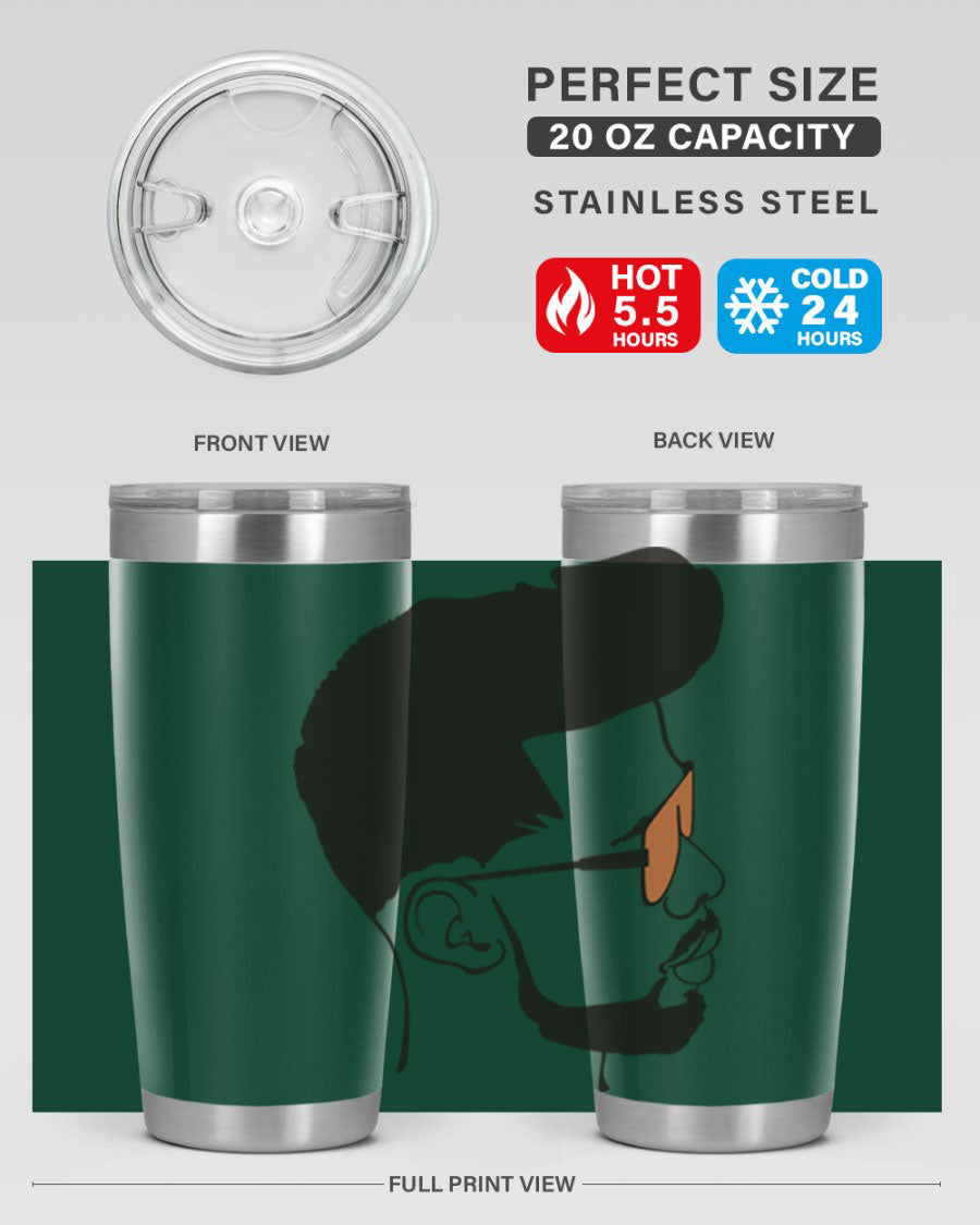 Beardman 50# black tumbler with double wall vacuum insulation, perfect for hot and cold beverages.