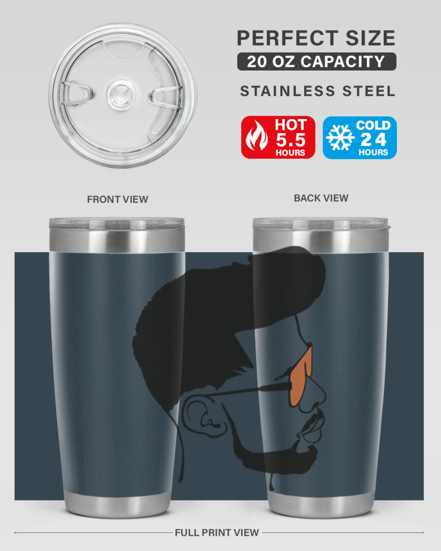 Beardman 50# black tumbler with double wall vacuum insulation, perfect for hot and cold beverages.