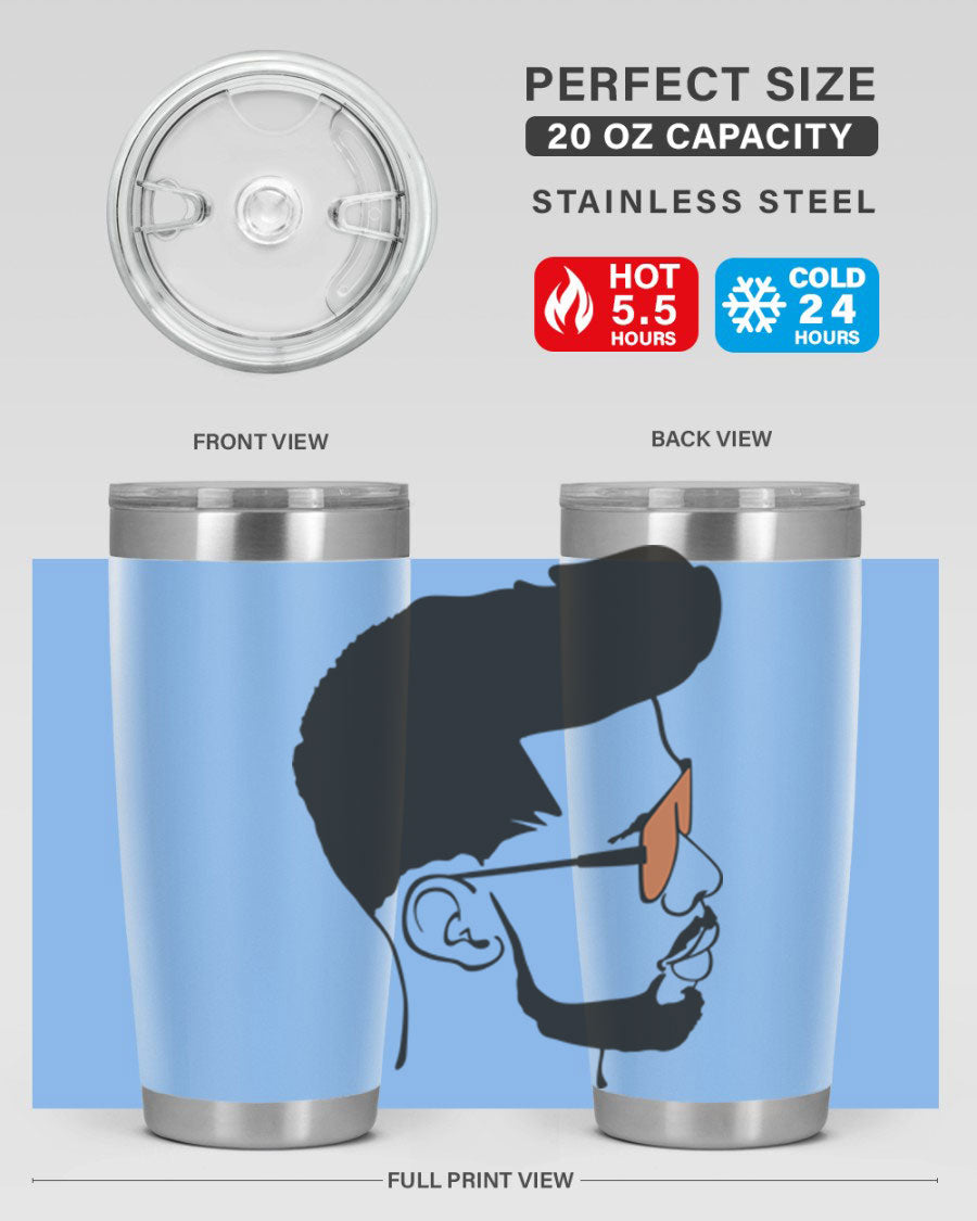 Beardman 50# black tumbler with double wall vacuum insulation, perfect for hot and cold beverages.