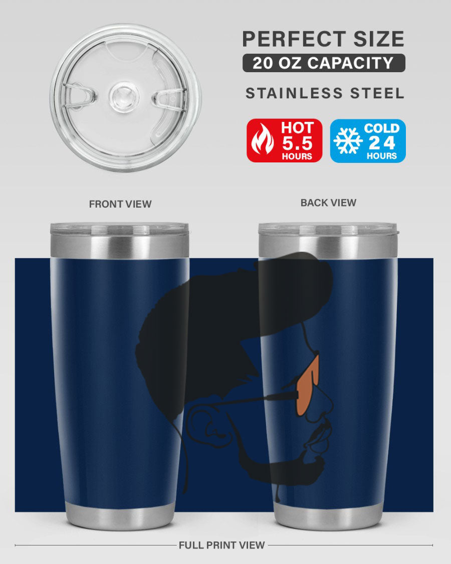 Beardman 50# black tumbler with double wall vacuum insulation, perfect for hot and cold beverages.