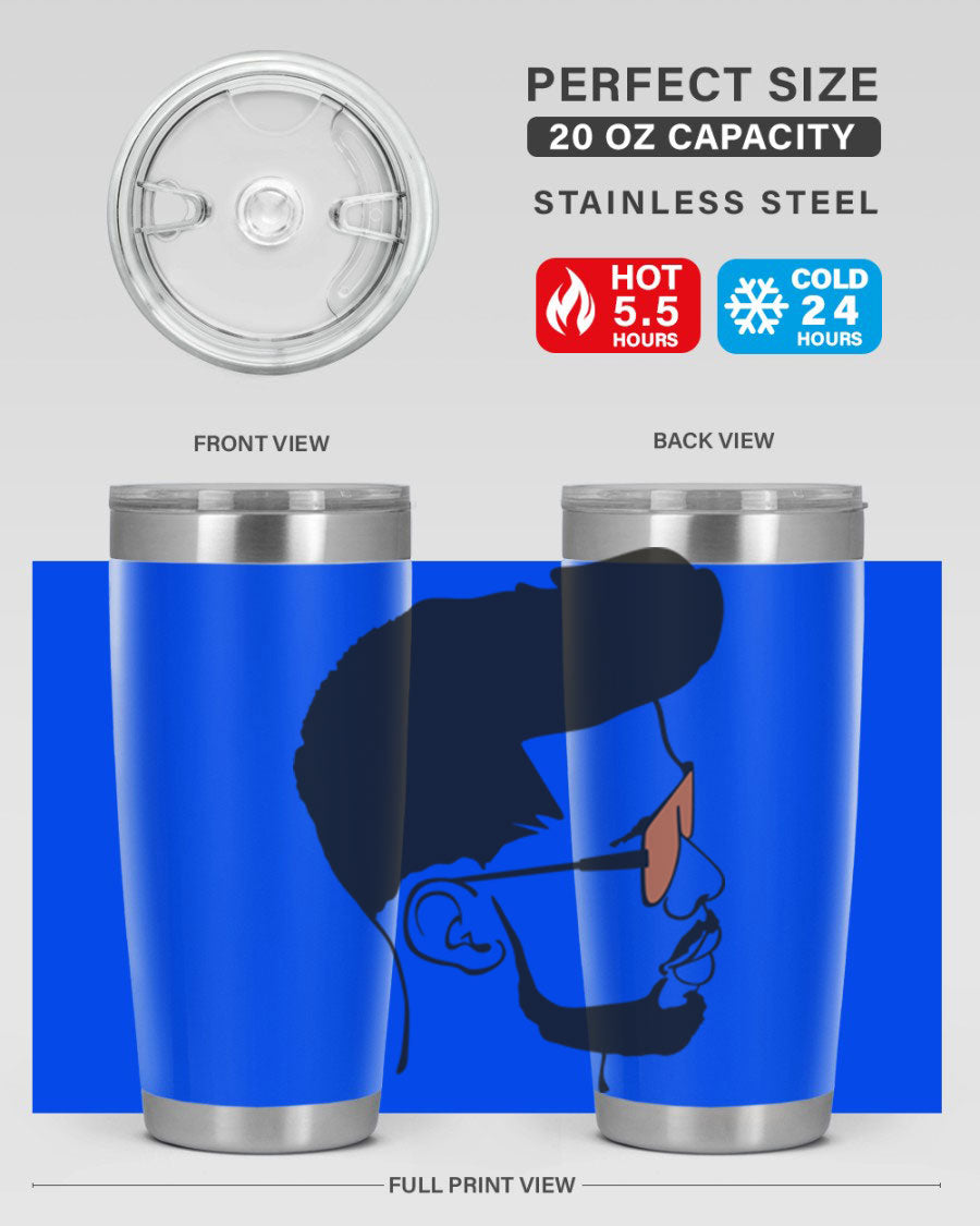 Beardman 50# black tumbler with double wall vacuum insulation, perfect for hot and cold beverages.