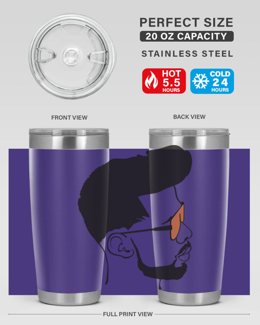 Beardman 50# black tumbler with double wall vacuum insulation, perfect for hot and cold beverages.