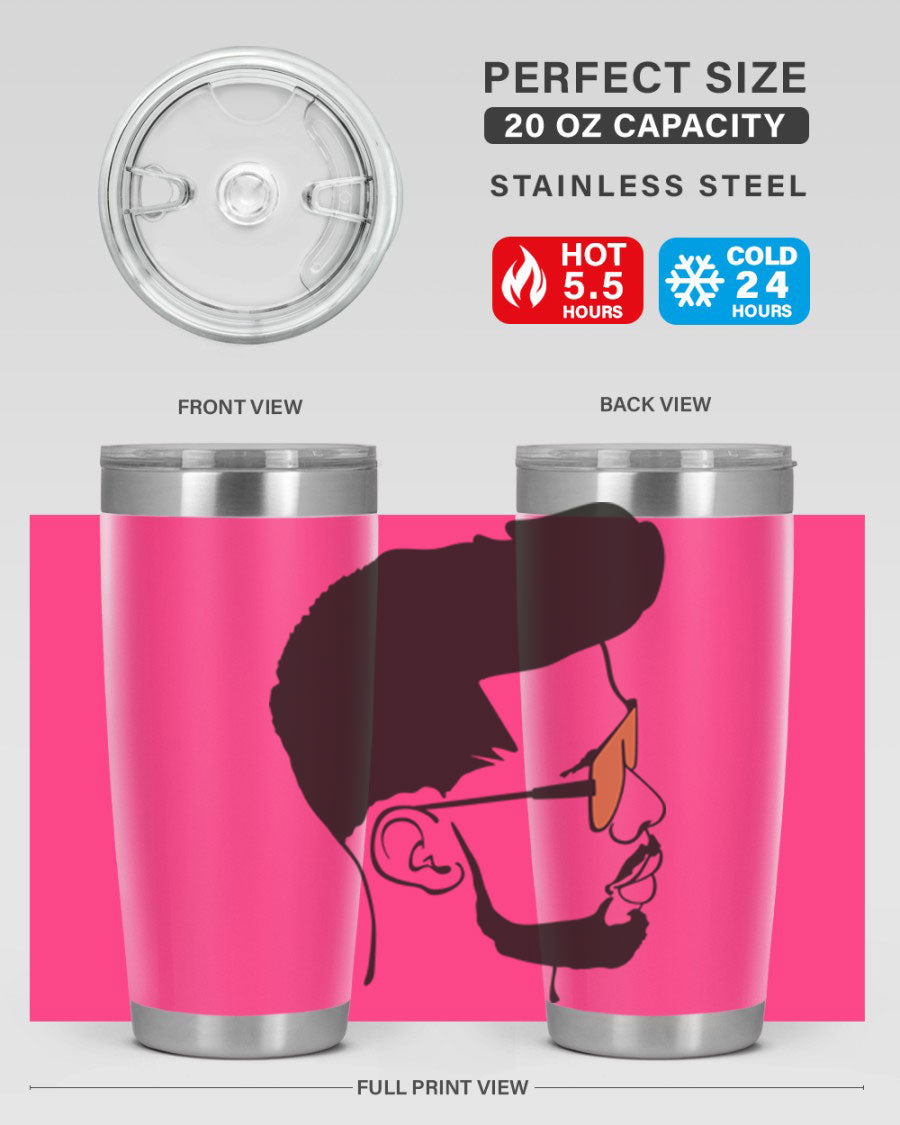 Beardman 50# black tumbler with double wall vacuum insulation, perfect for hot and cold beverages.