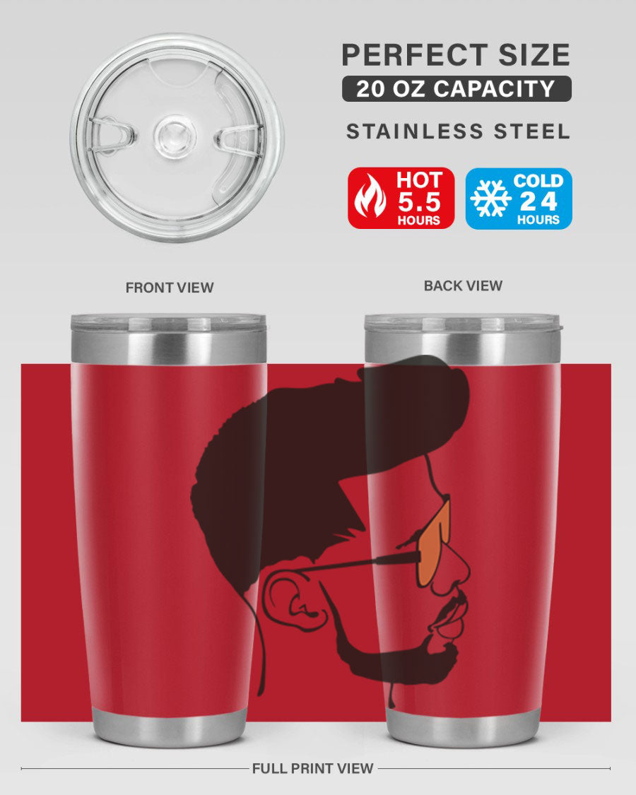 Beardman 50# black tumbler with double wall vacuum insulation, perfect for hot and cold beverages.