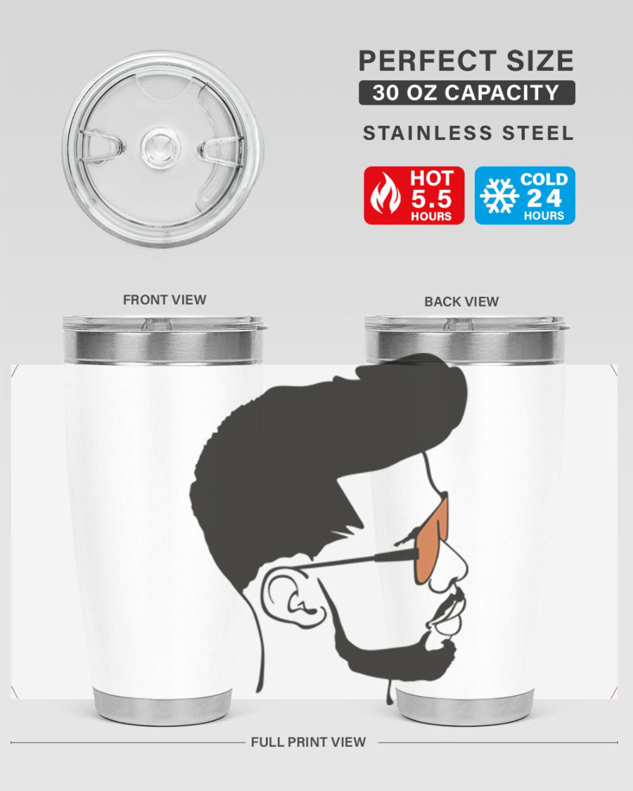 Beardman 50# black tumbler with double wall vacuum insulation, perfect for hot and cold beverages.