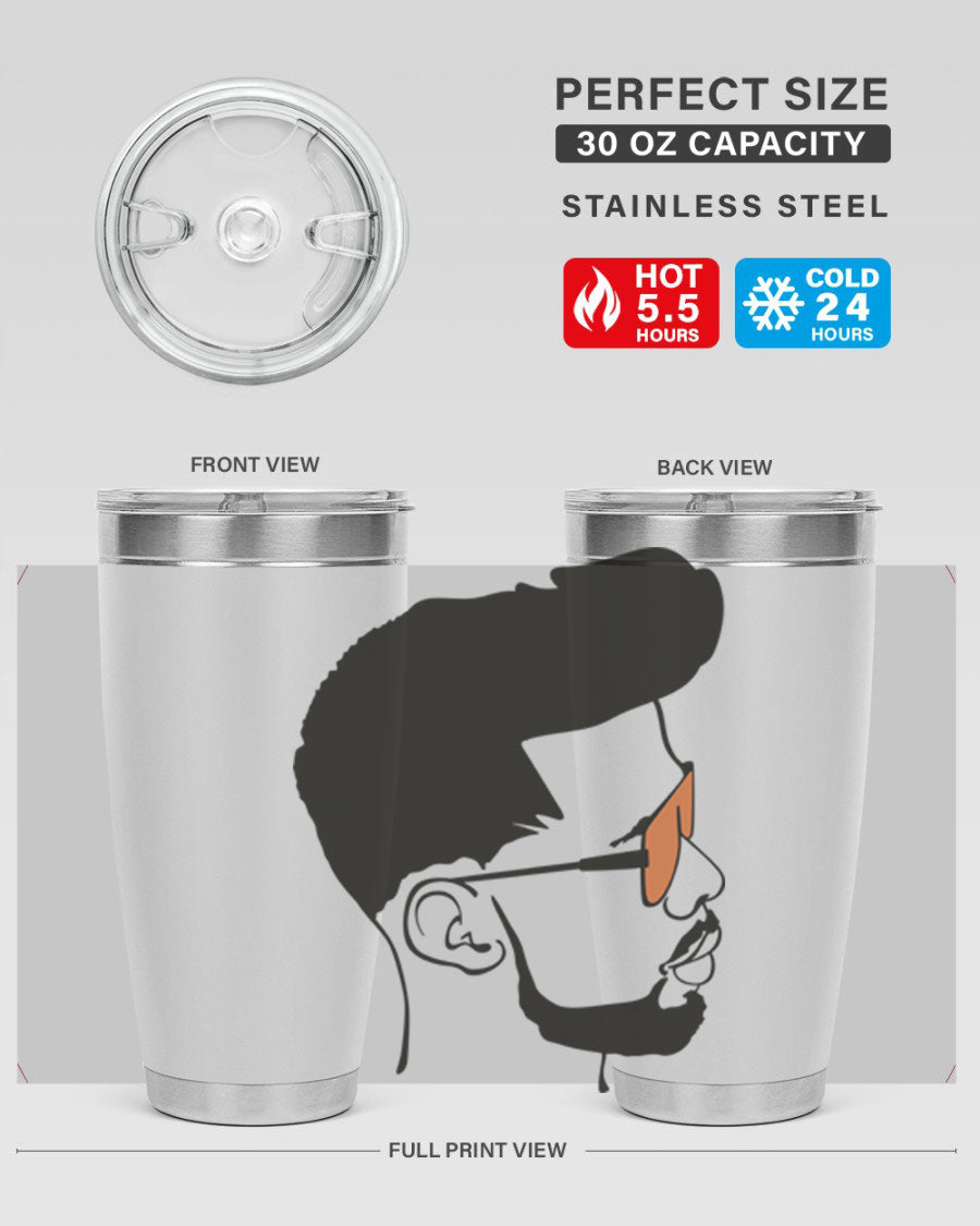 Beardman 50# black tumbler with double wall vacuum insulation, perfect for hot and cold beverages.
