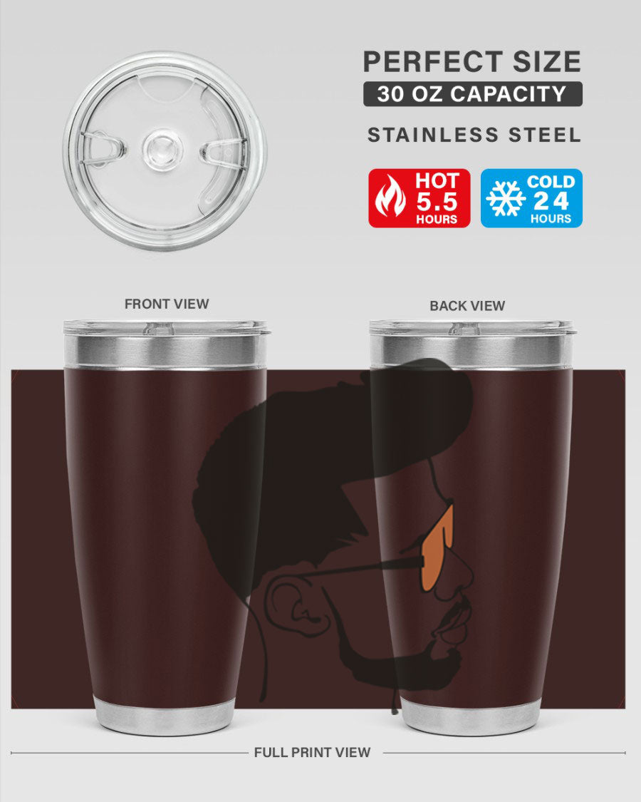 Beardman 50# black tumbler with double wall vacuum insulation, perfect for hot and cold beverages.