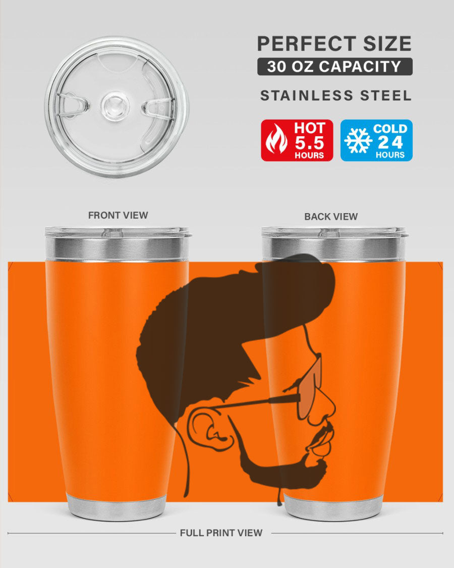 Beardman 50# black tumbler with double wall vacuum insulation, perfect for hot and cold beverages.