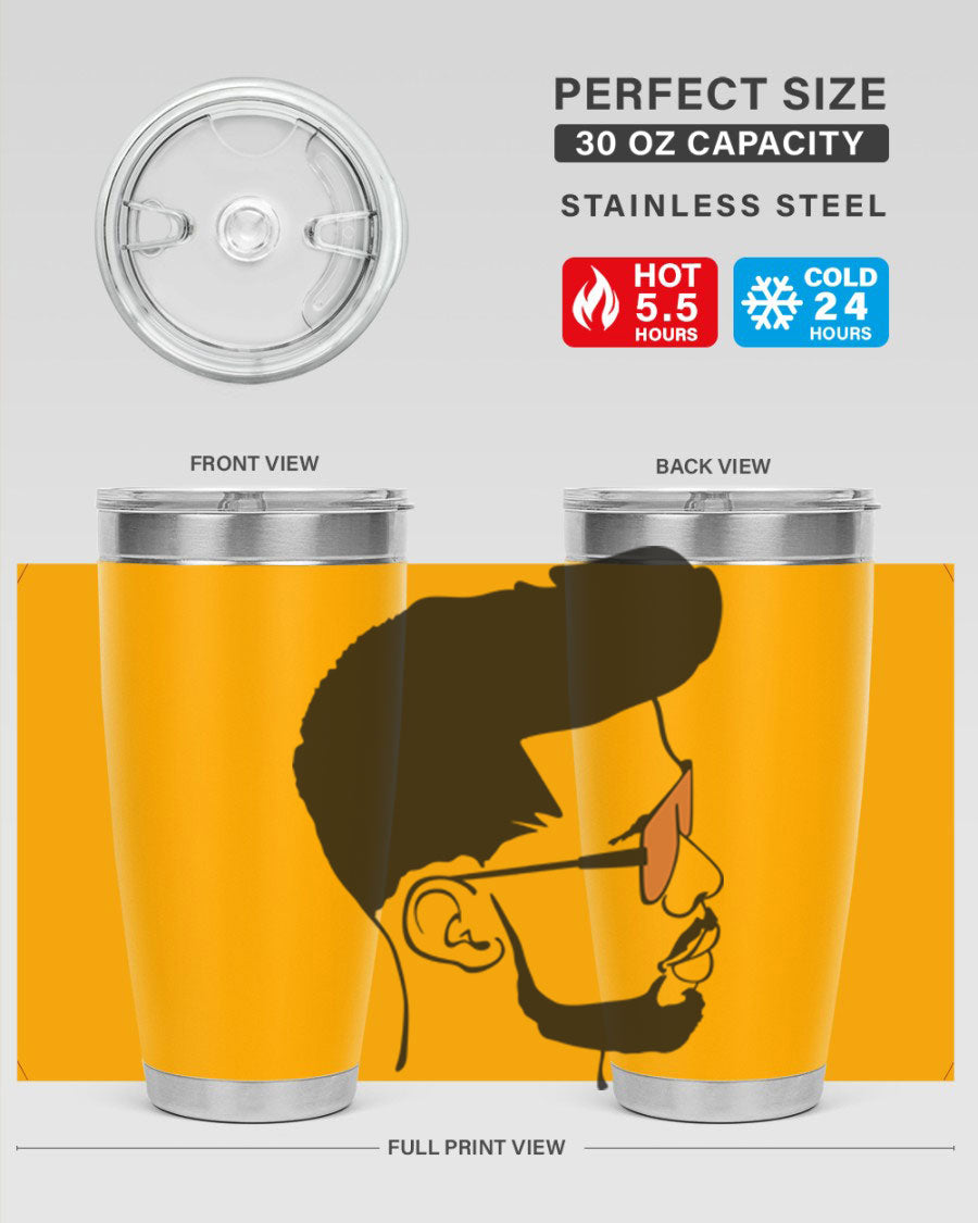 Beardman 50# black tumbler with double wall vacuum insulation, perfect for hot and cold beverages.
