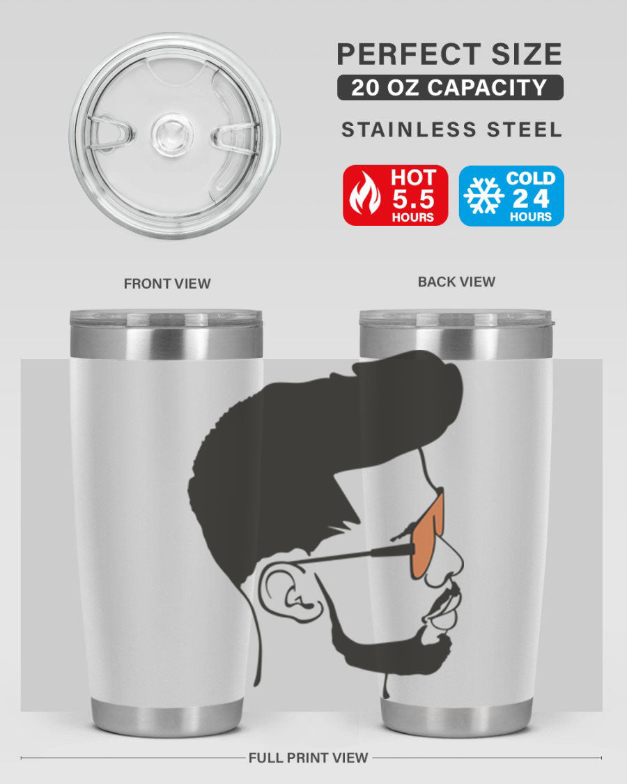 Beardman 50# black tumbler with double wall vacuum insulation, perfect for hot and cold beverages.