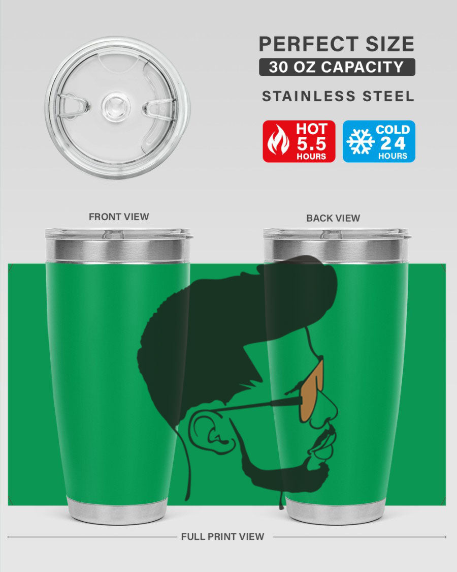 Beardman 50# black tumbler with double wall vacuum insulation, perfect for hot and cold beverages.