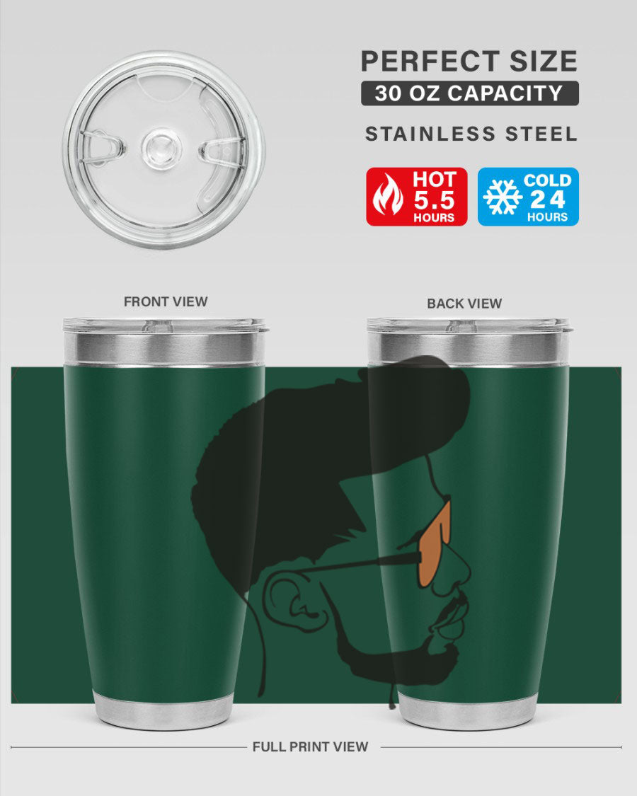 Beardman 50# black tumbler with double wall vacuum insulation, perfect for hot and cold beverages.