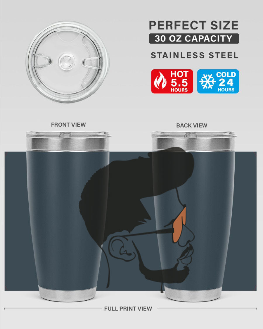 Beardman 50# black tumbler with double wall vacuum insulation, perfect for hot and cold beverages.
