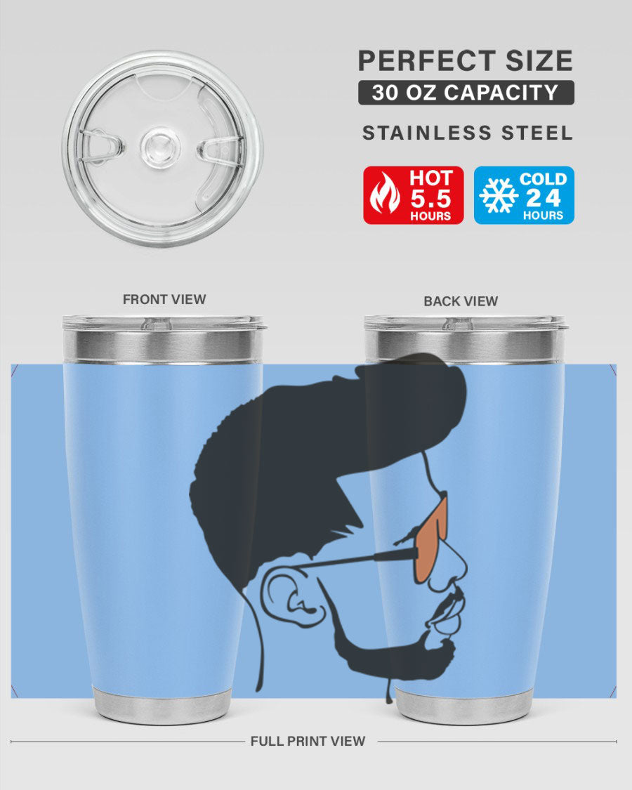 Beardman 50# black tumbler with double wall vacuum insulation, perfect for hot and cold beverages.