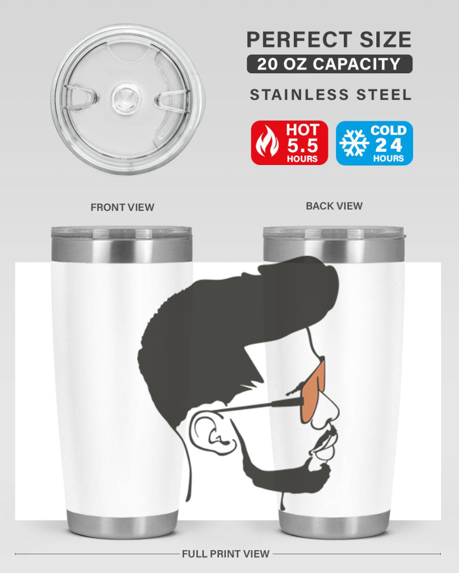 Beardman 50# black tumbler with double wall vacuum insulation, perfect for hot and cold beverages.