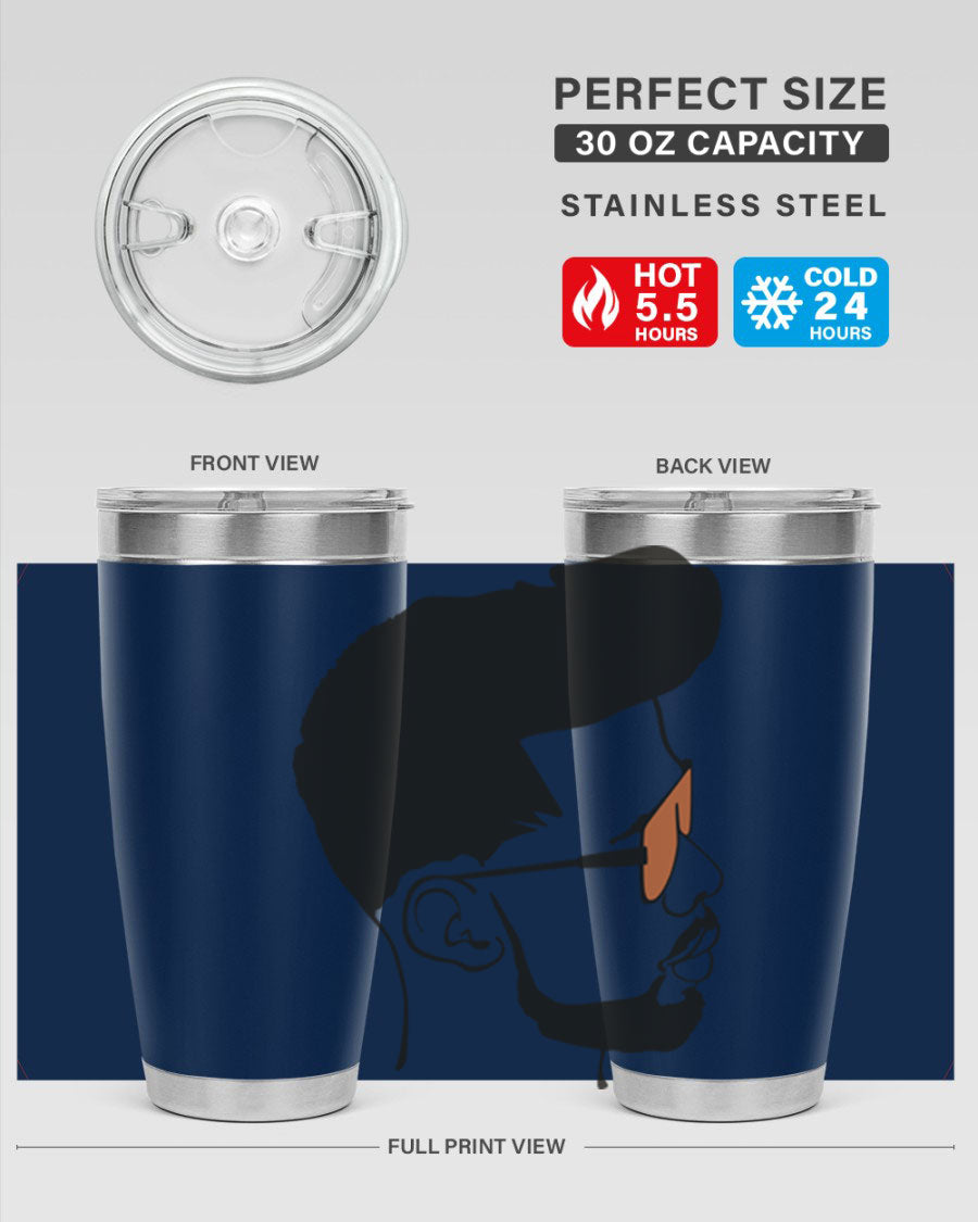 Beardman 50# black tumbler with double wall vacuum insulation, perfect for hot and cold beverages.