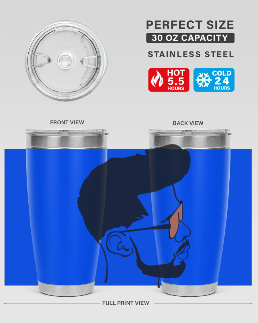Beardman 50# black tumbler with double wall vacuum insulation, perfect for hot and cold beverages.
