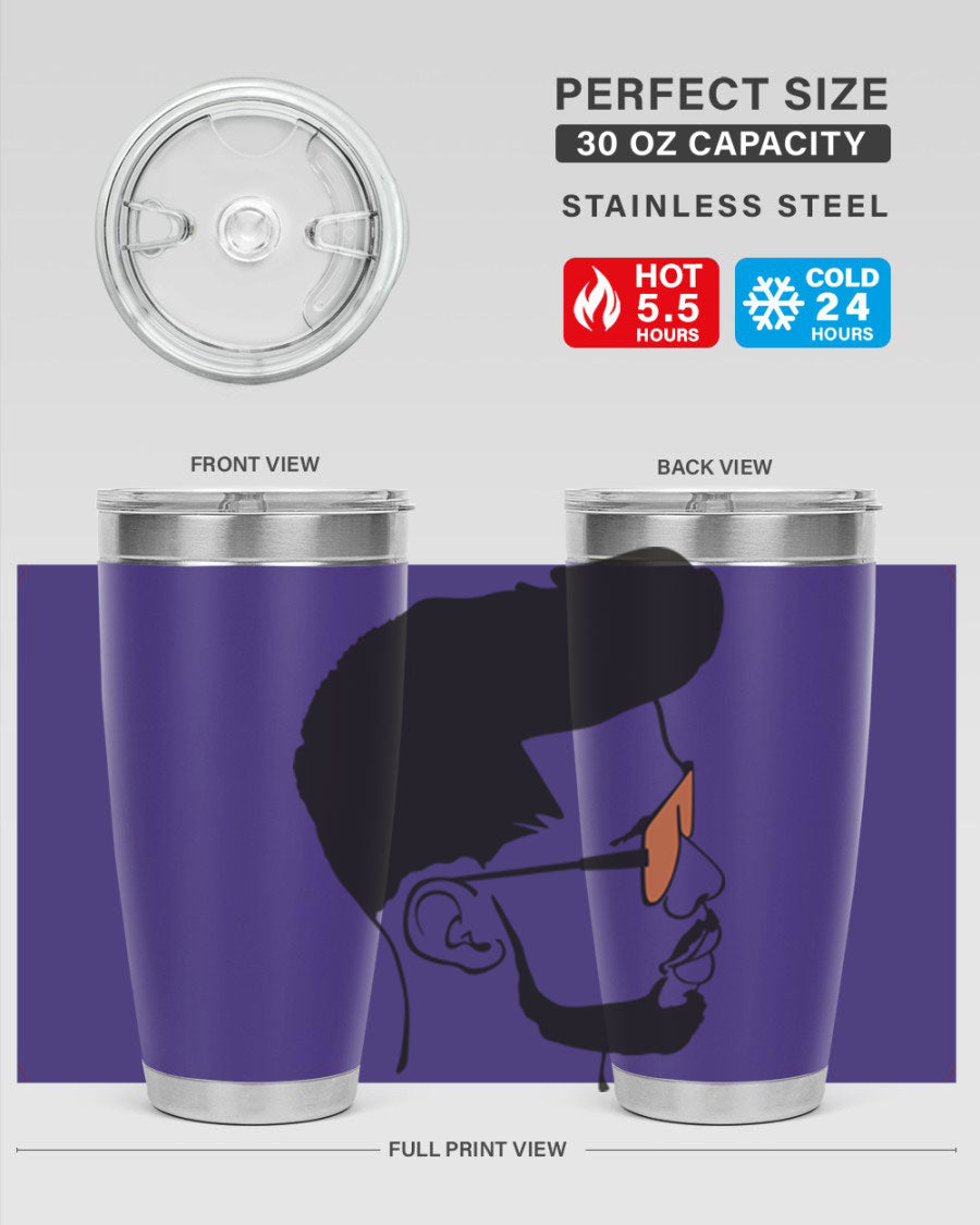 Beardman 50# black tumbler with double wall vacuum insulation, perfect for hot and cold beverages.