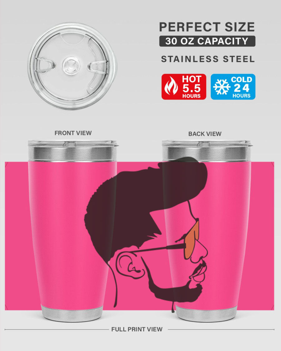 Beardman 50# black tumbler with double wall vacuum insulation, perfect for hot and cold beverages.