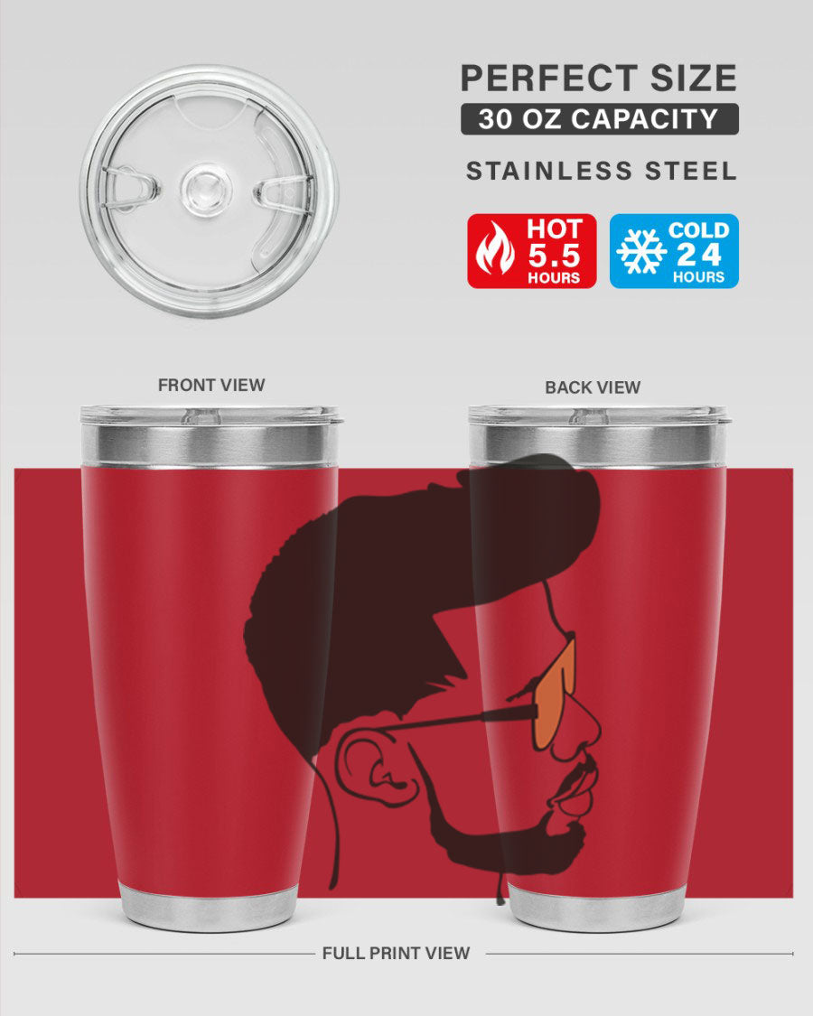 Beardman 50# black tumbler with double wall vacuum insulation, perfect for hot and cold beverages.