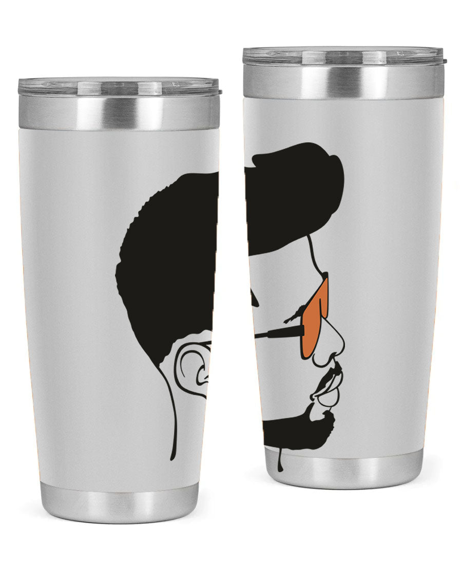 Beardman 50# black tumbler with double wall vacuum insulation, perfect for hot and cold beverages.
