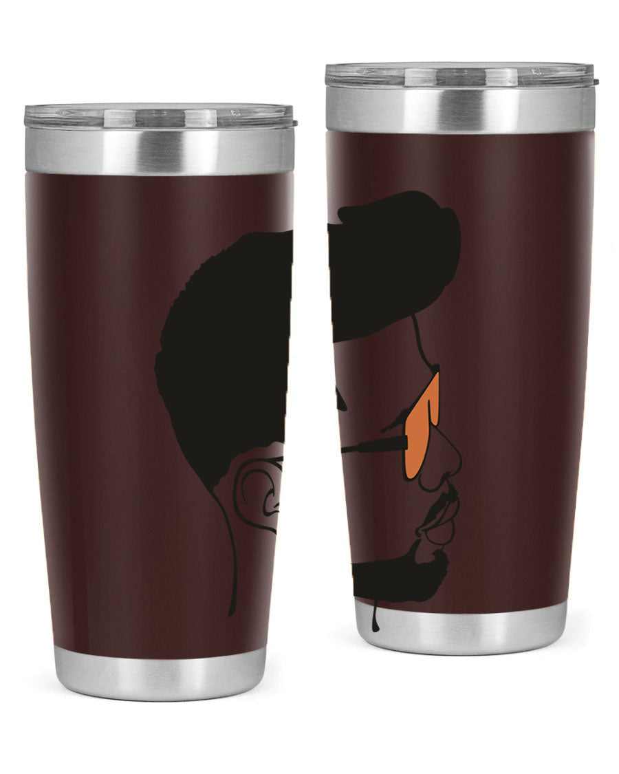 Beardman 50# black tumbler with double wall vacuum insulation, perfect for hot and cold beverages.