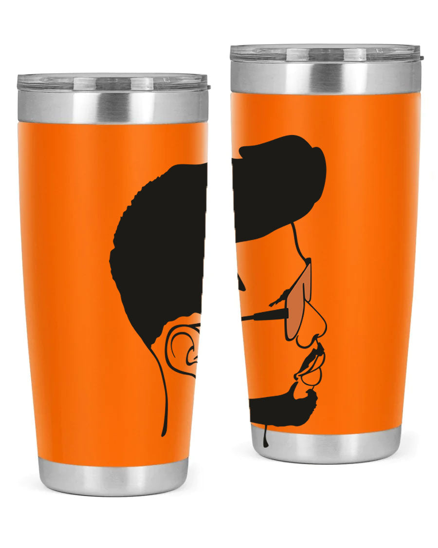 Beardman 50# black tumbler with double wall vacuum insulation, perfect for hot and cold beverages.