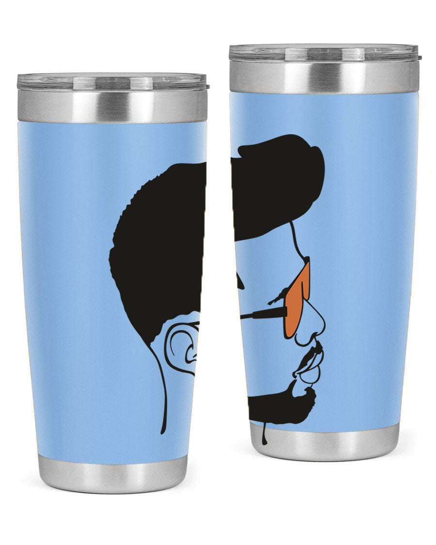Beardman 50# black tumbler with double wall vacuum insulation, perfect for hot and cold beverages.
