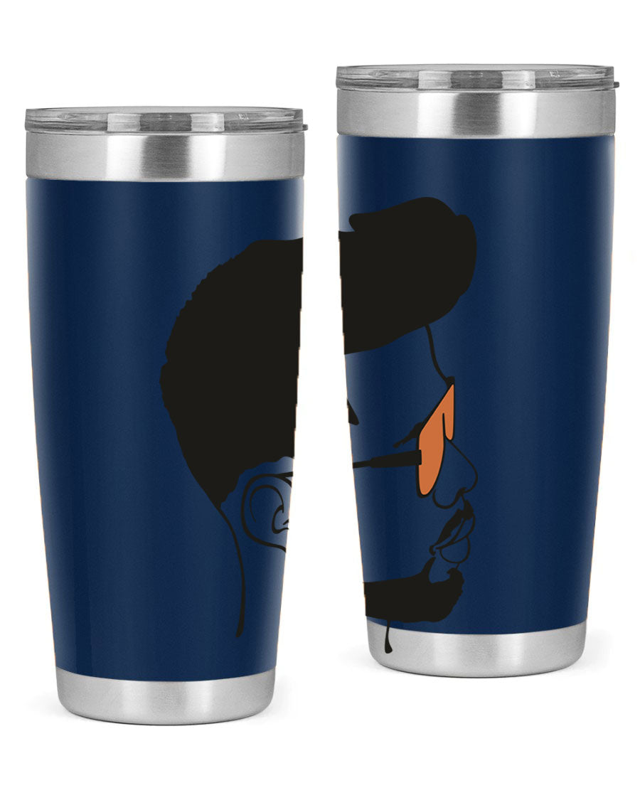 Beardman 50# black tumbler with double wall vacuum insulation, perfect for hot and cold beverages.
