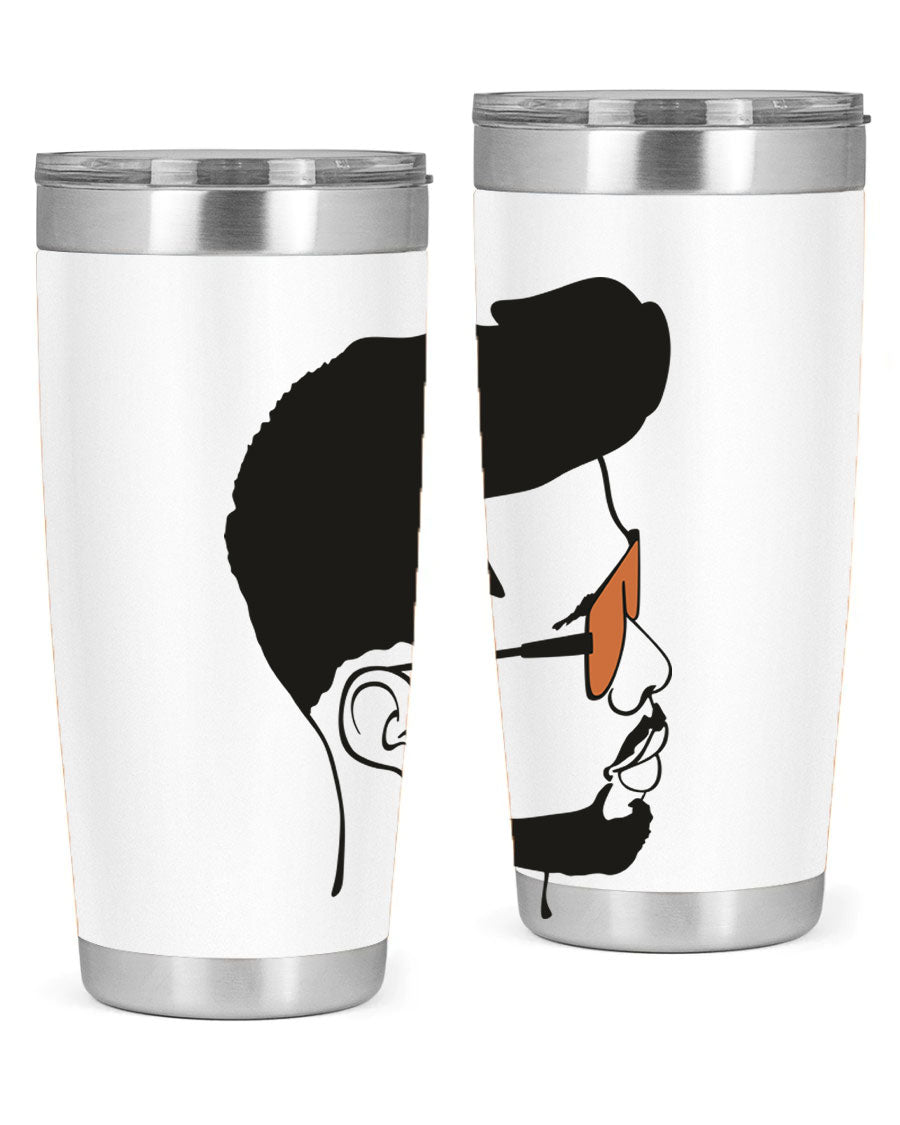 Beardman 50# black tumbler with double wall vacuum insulation, perfect for hot and cold beverages.