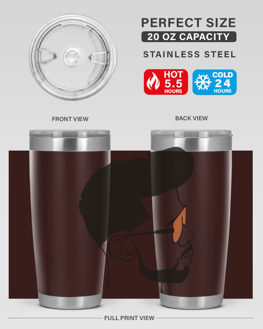 Beardman 50# black tumbler with double wall vacuum insulation, perfect for hot and cold beverages.