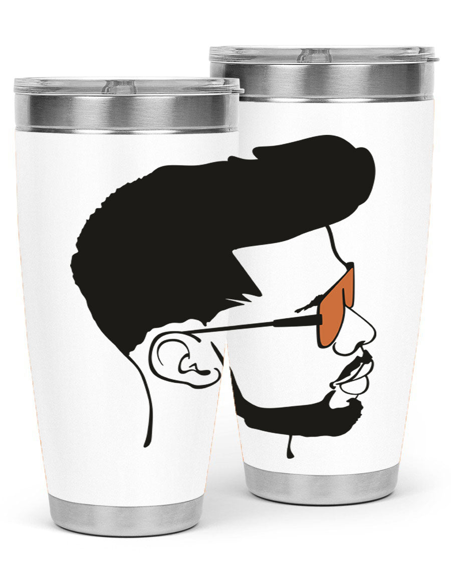 Beardman 50# black tumbler with double wall vacuum insulation, perfect for hot and cold beverages.