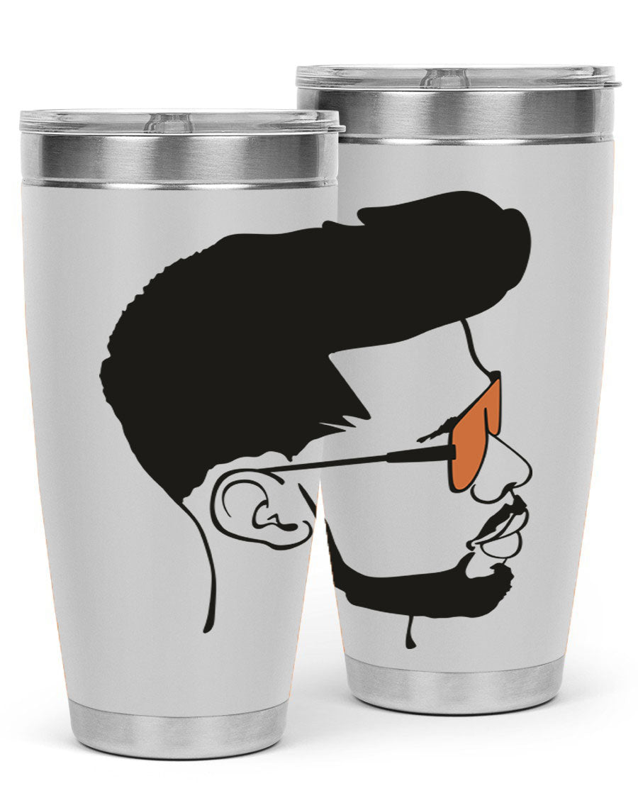 Beardman 50# black tumbler with double wall vacuum insulation, perfect for hot and cold beverages.
