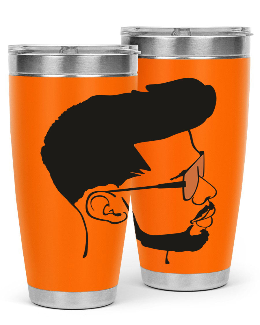 Beardman 50# black tumbler with double wall vacuum insulation, perfect for hot and cold beverages.