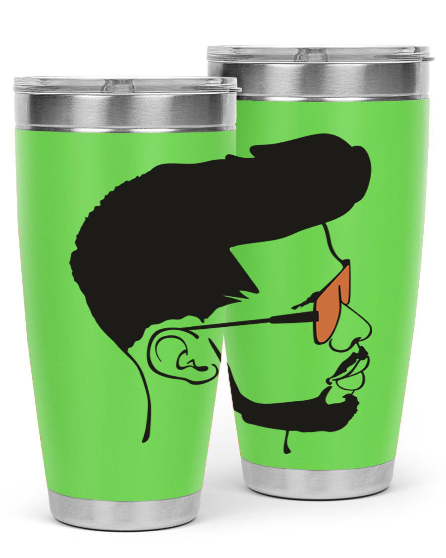 Beardman 50# black tumbler with double wall vacuum insulation, perfect for hot and cold beverages.