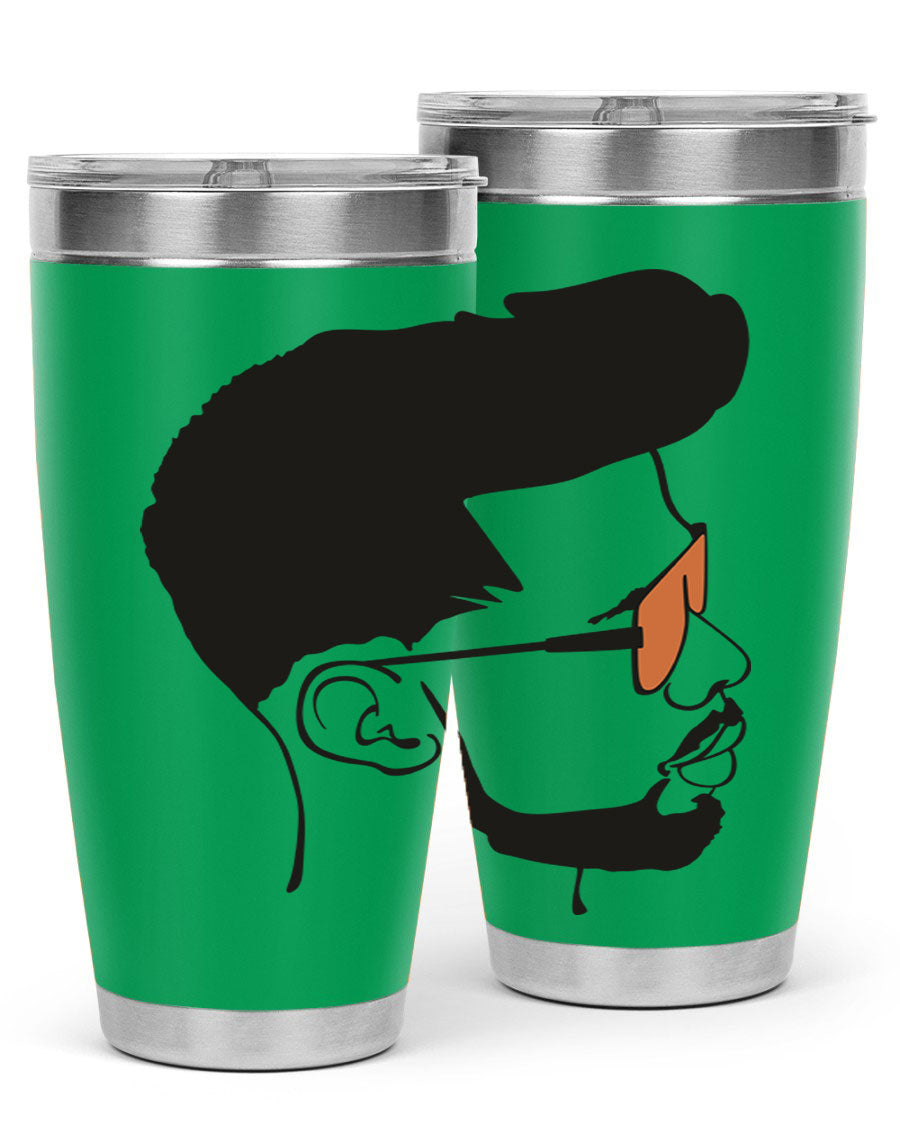 Beardman 50# black tumbler with double wall vacuum insulation, perfect for hot and cold beverages.