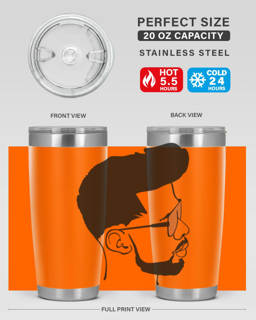 Beardman 50# black tumbler with double wall vacuum insulation, perfect for hot and cold beverages.