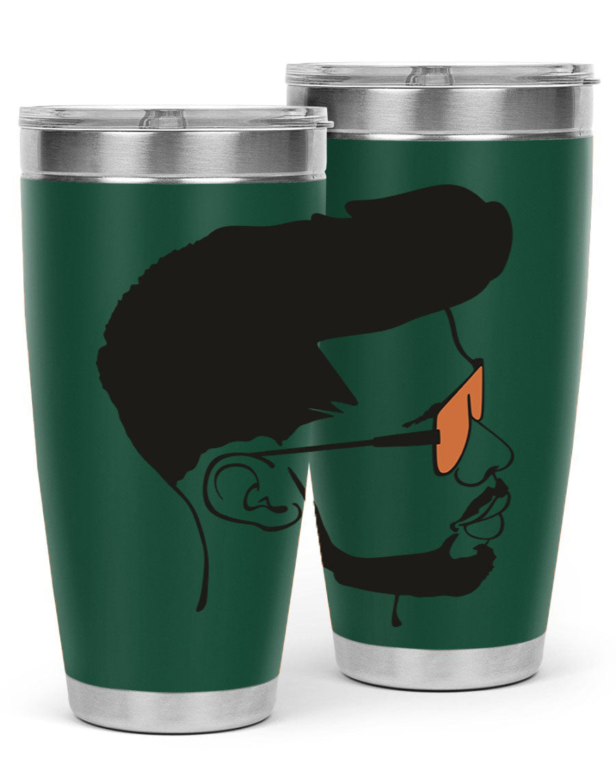 Beardman 50# black tumbler with double wall vacuum insulation, perfect for hot and cold beverages.