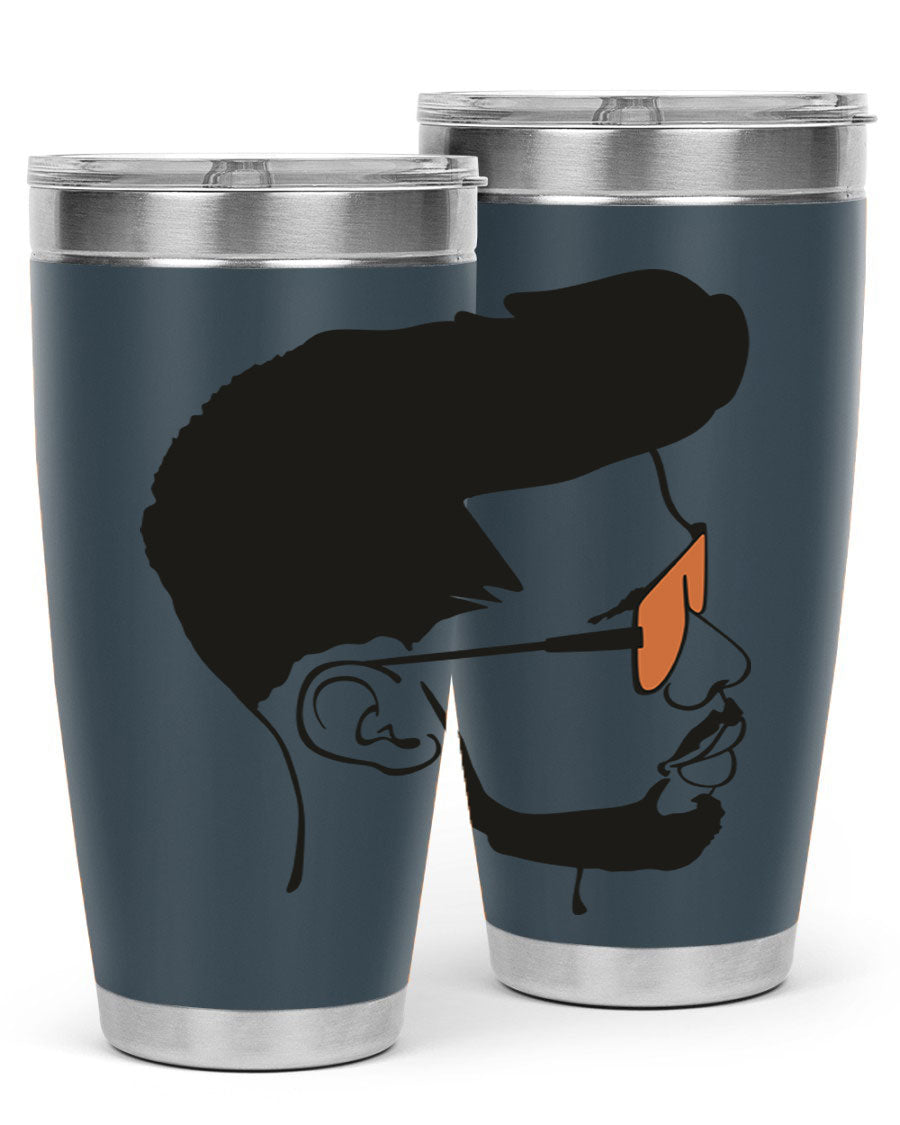 Beardman 50# black tumbler with double wall vacuum insulation, perfect for hot and cold beverages.