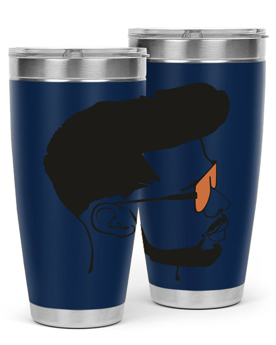 Beardman 50# black tumbler with double wall vacuum insulation, perfect for hot and cold beverages.