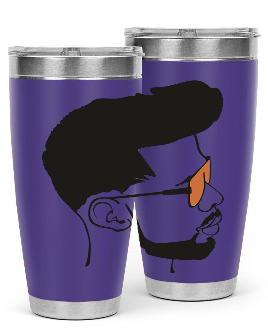 Beardman 50# black tumbler with double wall vacuum insulation, perfect for hot and cold beverages.