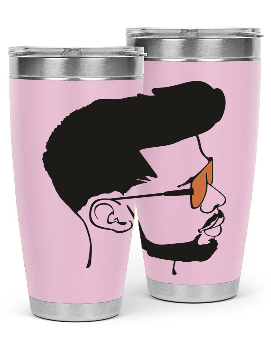 Beardman 50# black tumbler with double wall vacuum insulation, perfect for hot and cold beverages.
