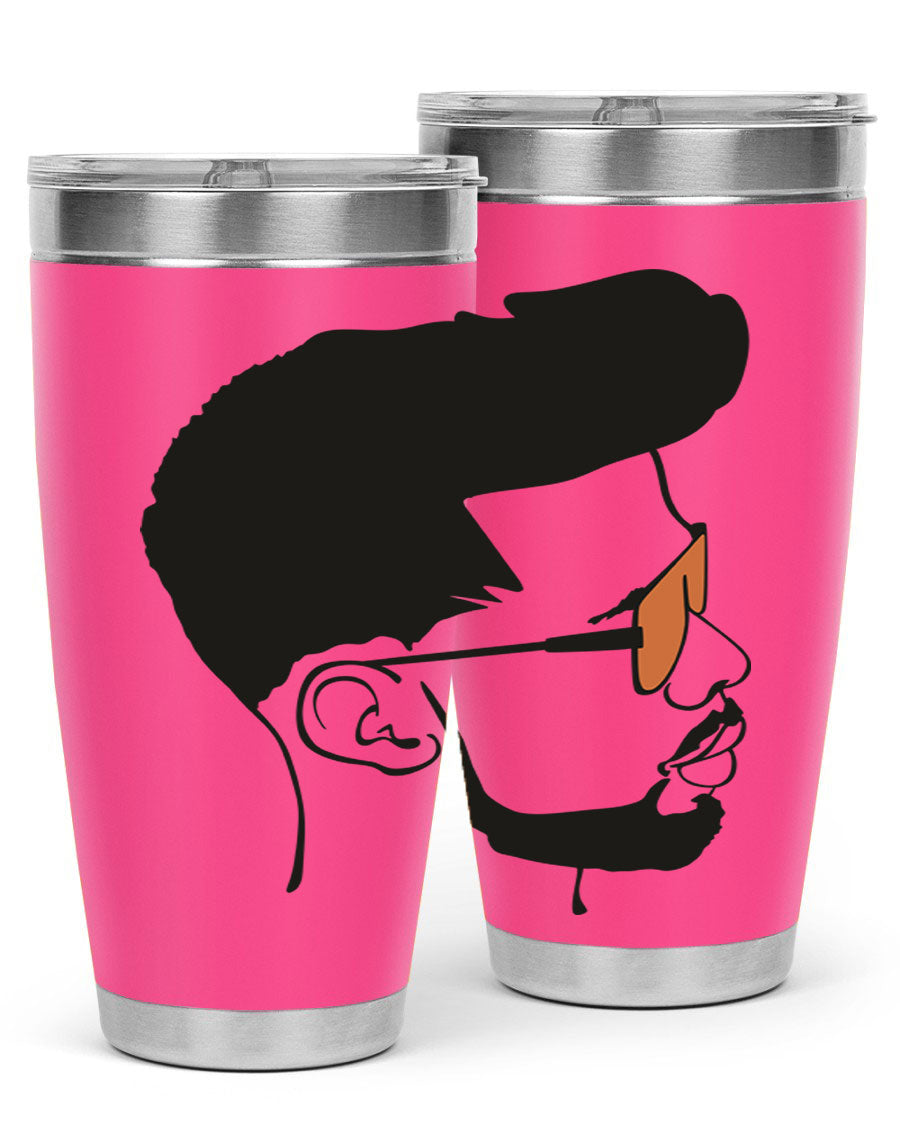 Beardman 50# black tumbler with double wall vacuum insulation, perfect for hot and cold beverages.