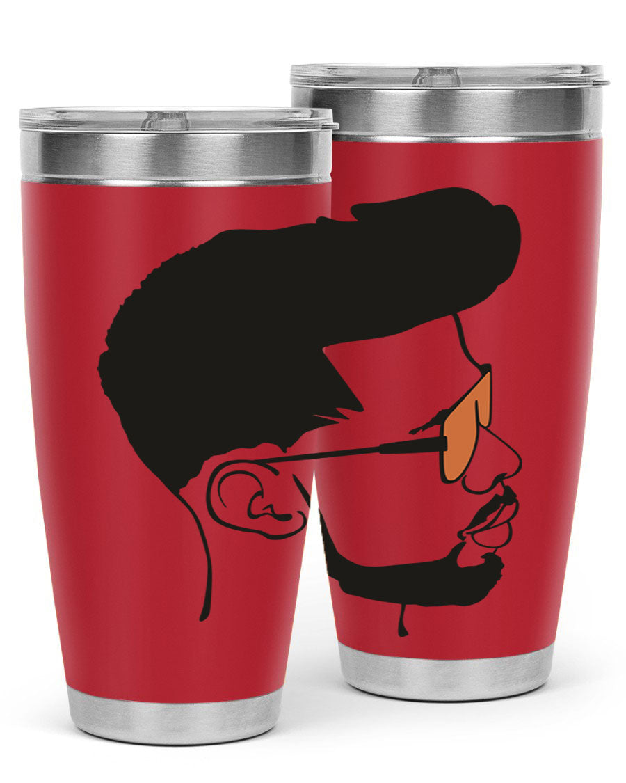 Beardman 50# black tumbler with double wall vacuum insulation, perfect for hot and cold beverages.