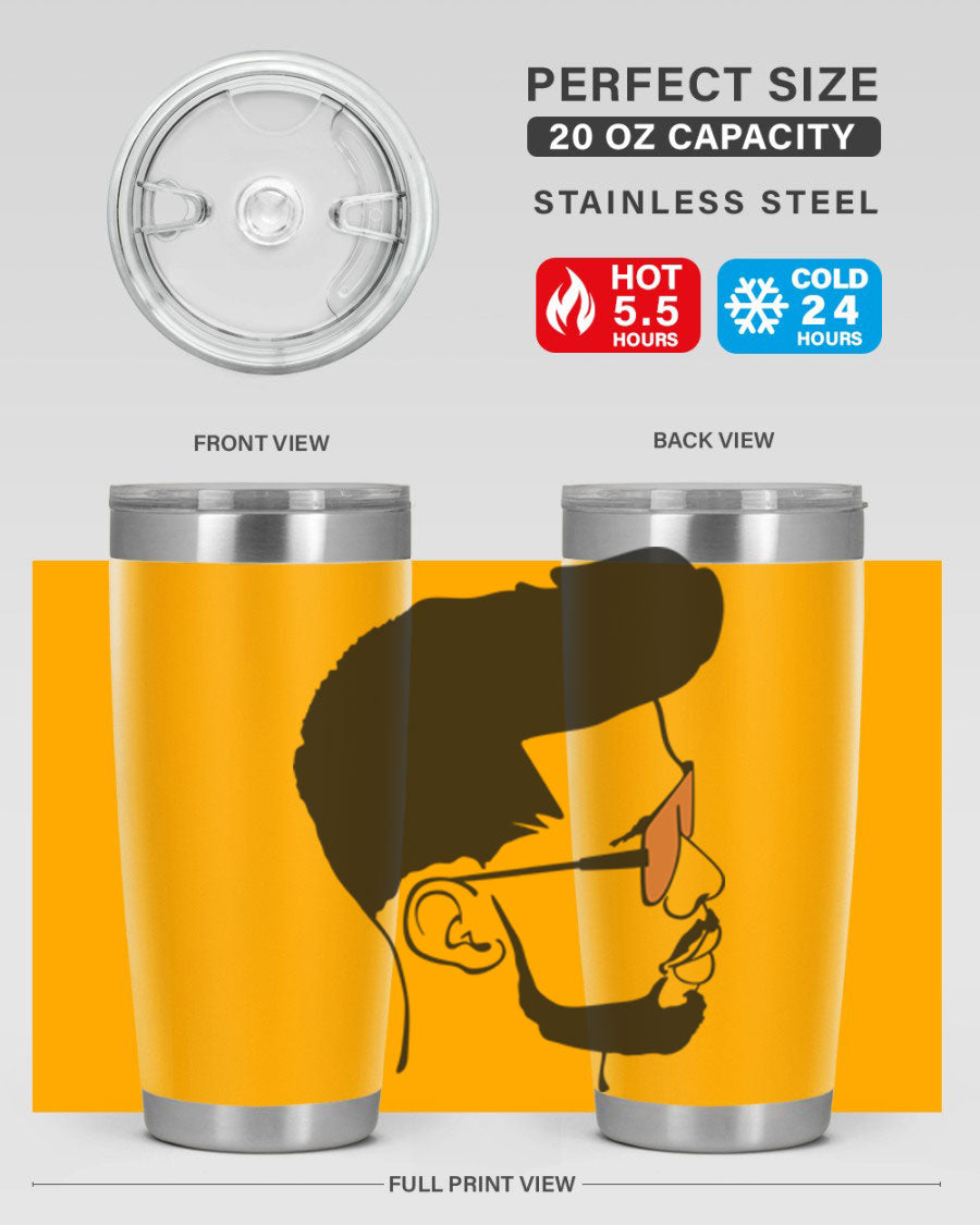 Beardman 50# black tumbler with double wall vacuum insulation, perfect for hot and cold beverages.