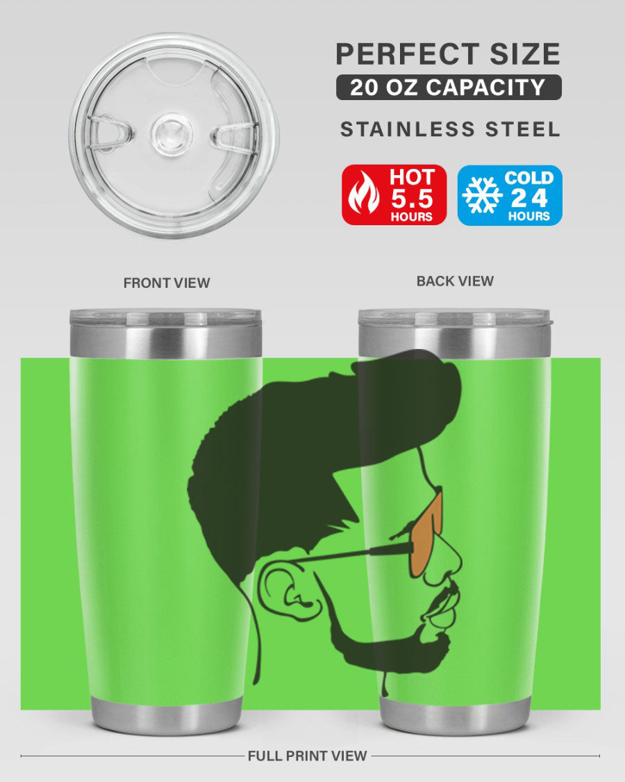 Beardman 50# black tumbler with double wall vacuum insulation, perfect for hot and cold beverages.
