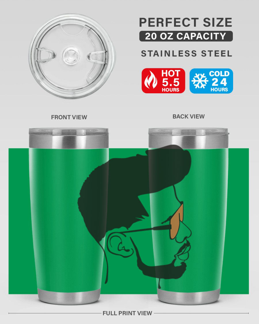 Beardman 50# black tumbler with double wall vacuum insulation, perfect for hot and cold beverages.