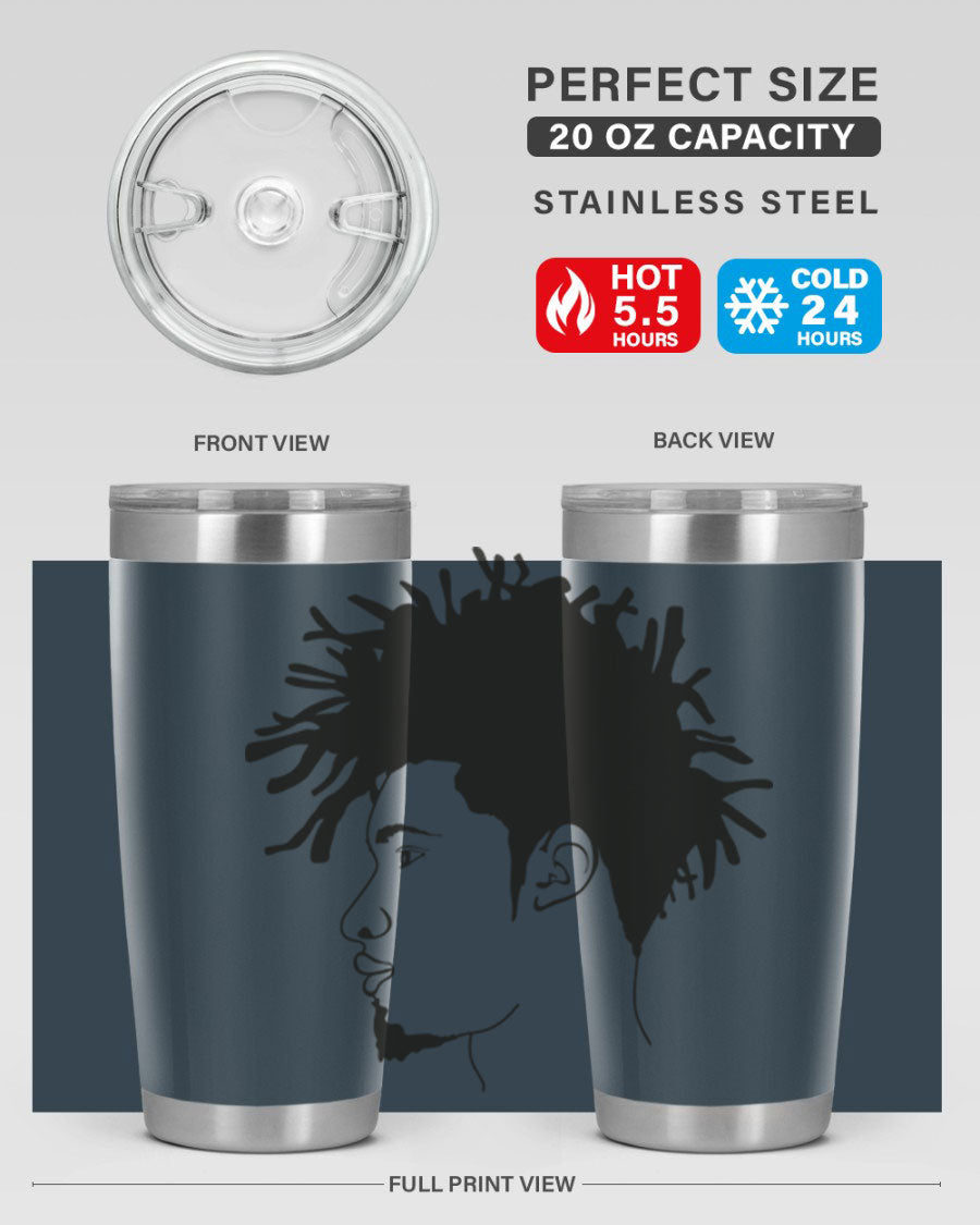 Beardman 51# black tumbler featuring double wall vacuum stainless steel design, perfect for hot and cold beverages.